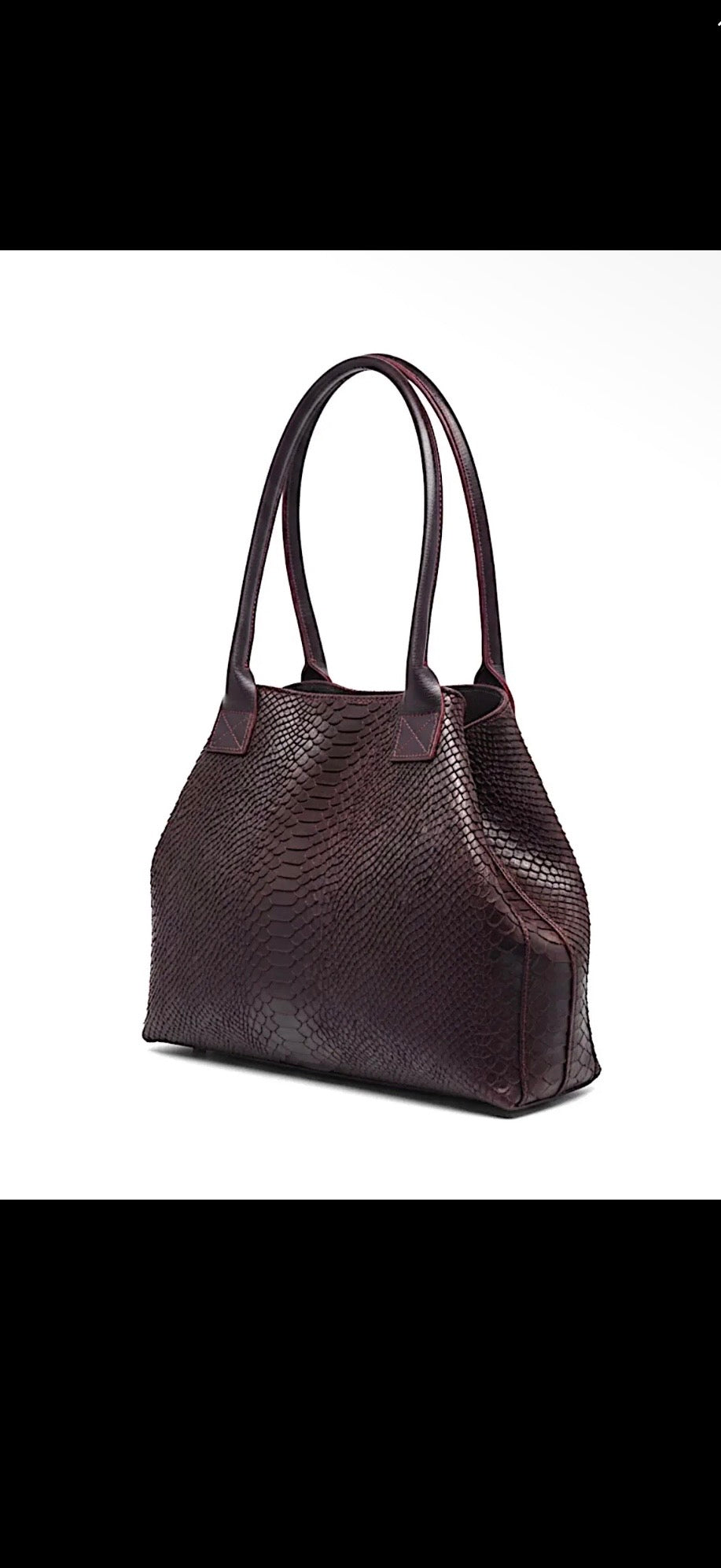 Väska i ormskinnspräglat skinn- LOLA Bordeaux