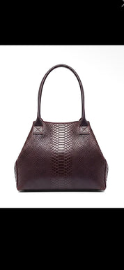Väska i ormskinnspräglat skinn- LOLA Bordeaux