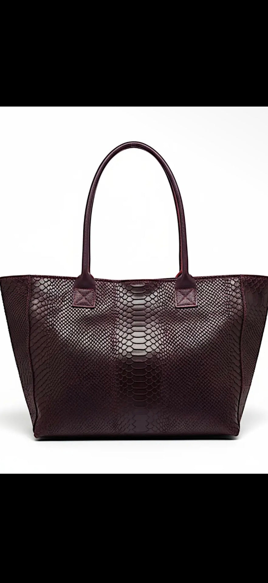 Väska i ormskinnspräglat skinn- LOLA Bordeaux