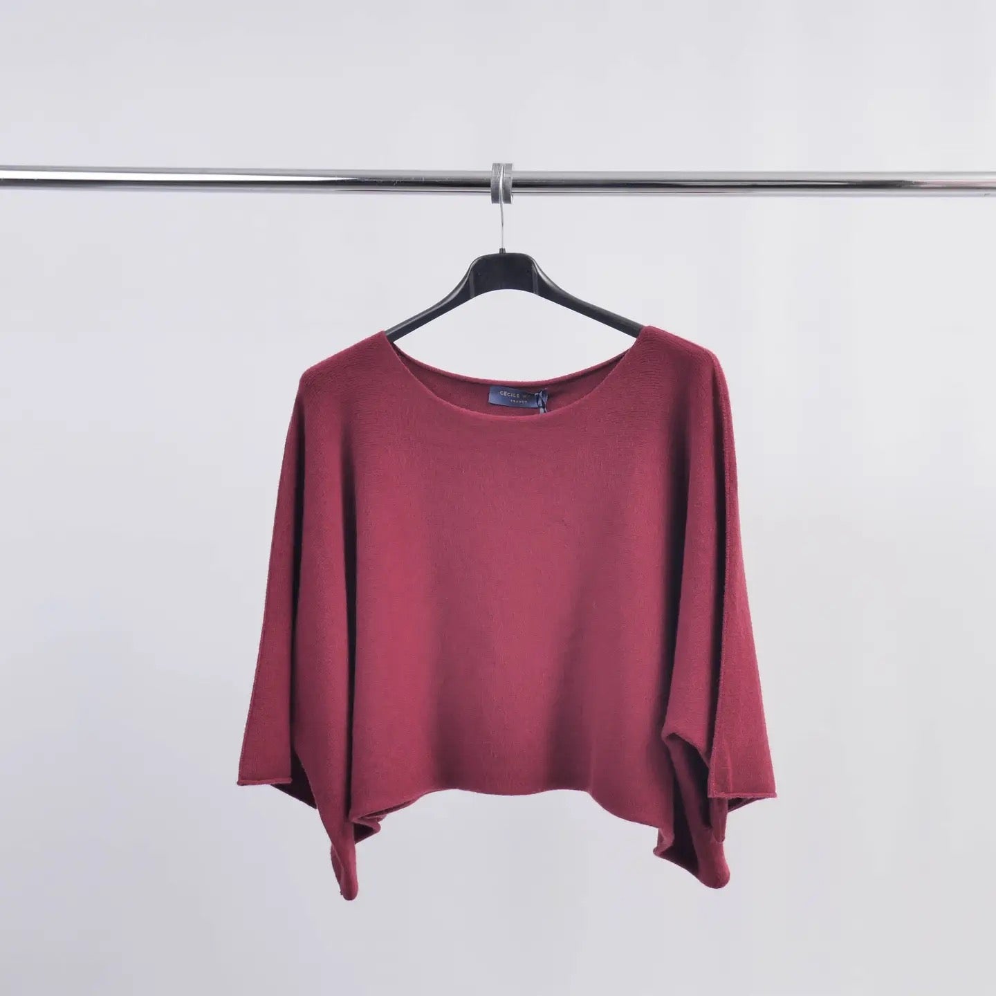 Stickad kort Tröja CW- Trissi Bordeaux