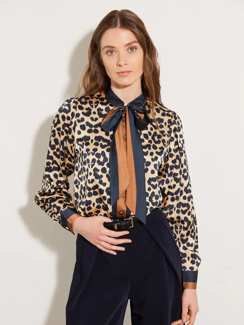 Leopard Blus med knyt- Lina