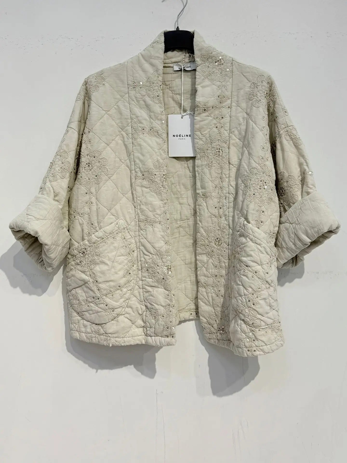 Quiltad jacka med paljetter- Jean Beige