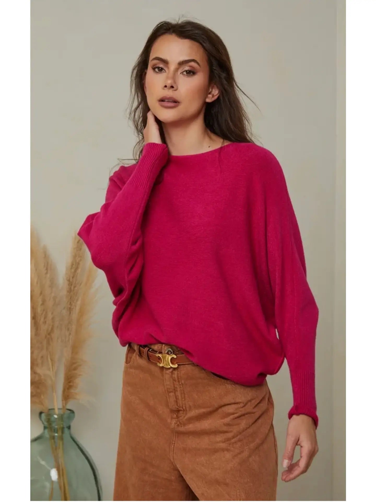 Mjuk Tröja med liten pingvinärm- Lowis Fuchsia