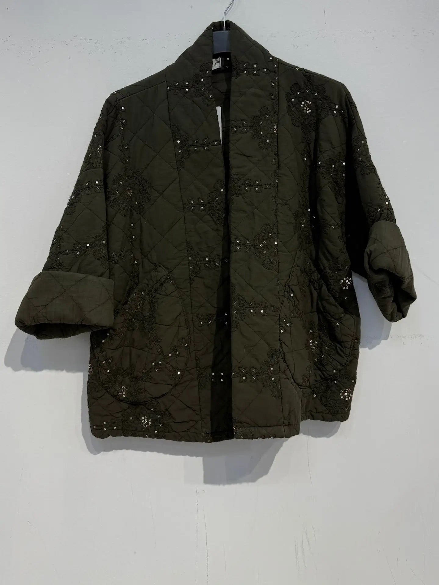 Quiltad jacka med paljetter- Jean Khaki
