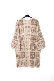 Virkad lång kofta- Lorena Beige