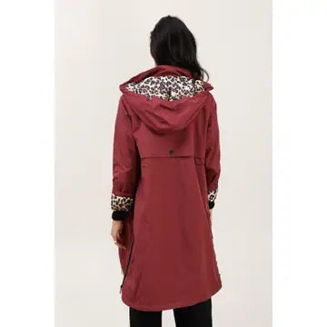 Leopardfodrad Regnjacka- Regina Bordeaux