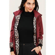 Leopardfodrad Regnjacka- Regina Bordeaux