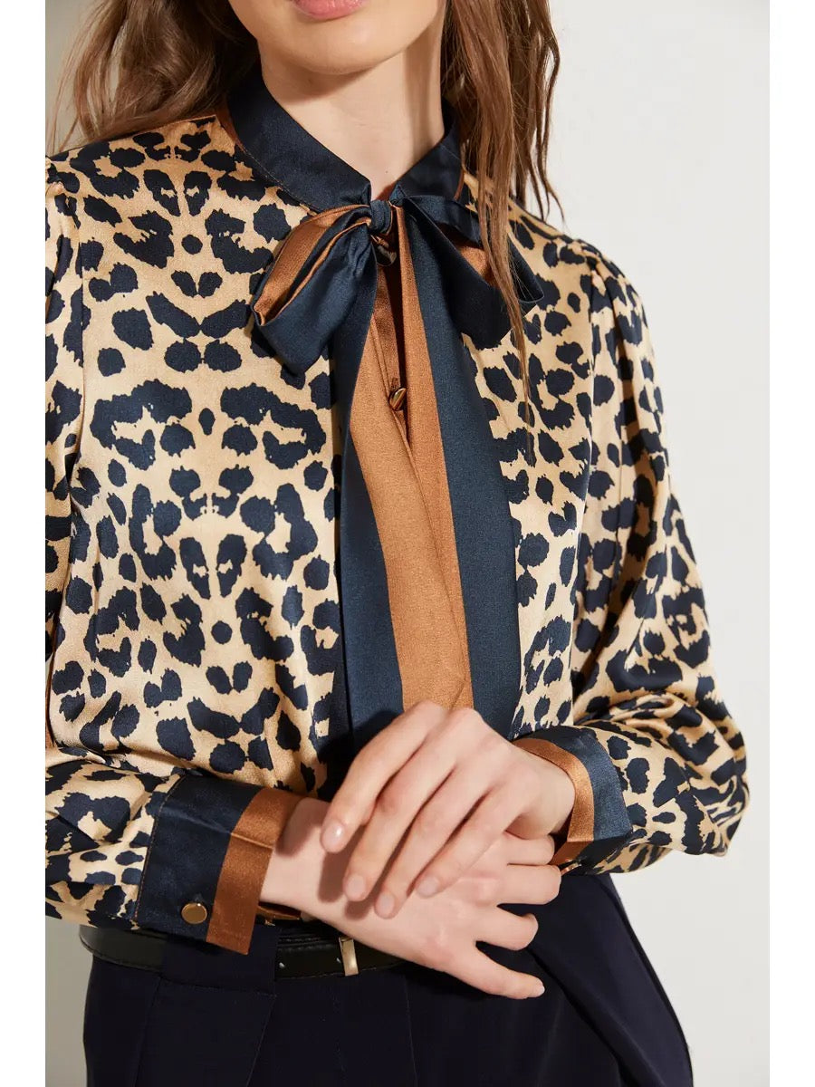 Leopard Blus med knyt- Lina