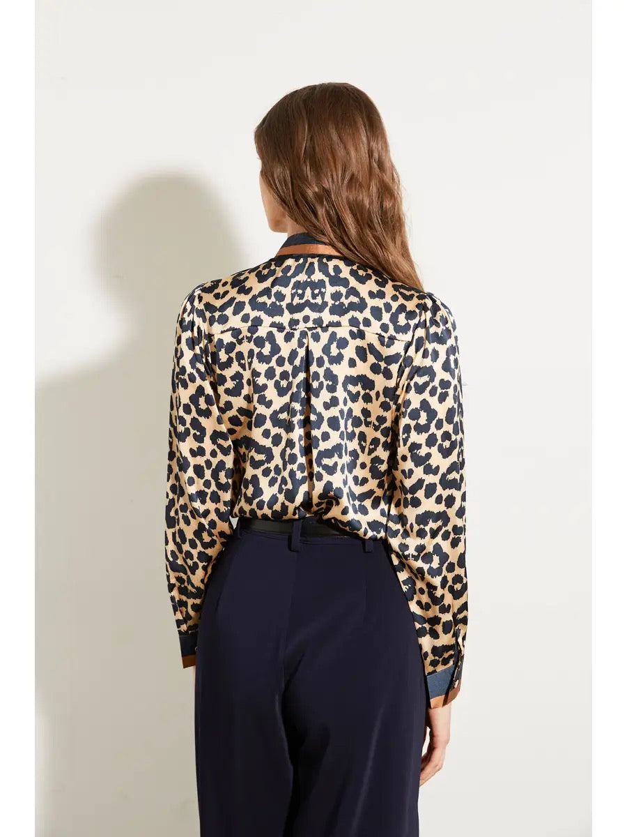 Leopard Blus med knyt- Lina