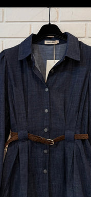 Figursydd Denim Skjorta med bälte- Diana