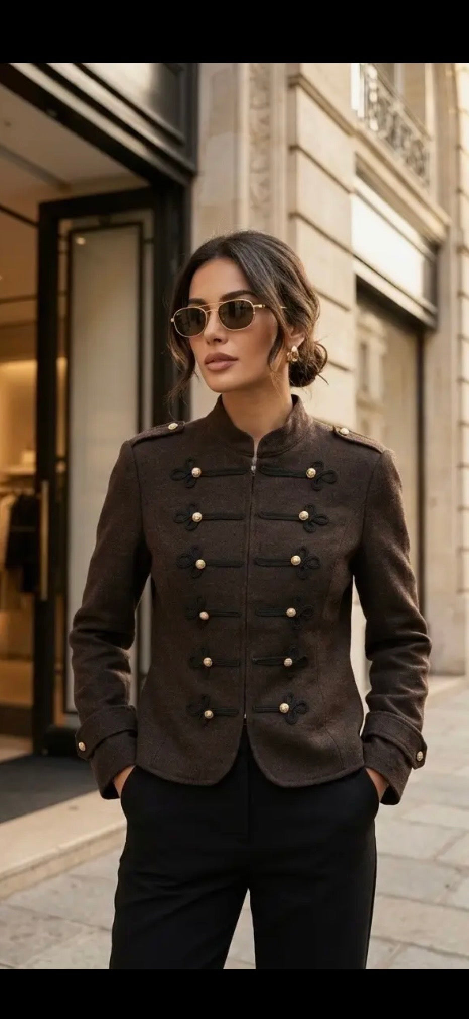 Officer Kavaj med guldknappar- Ofelia Brun
