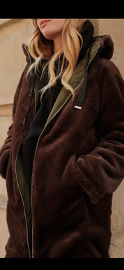Vändbar Parkas med päls- Paloma Kakhi