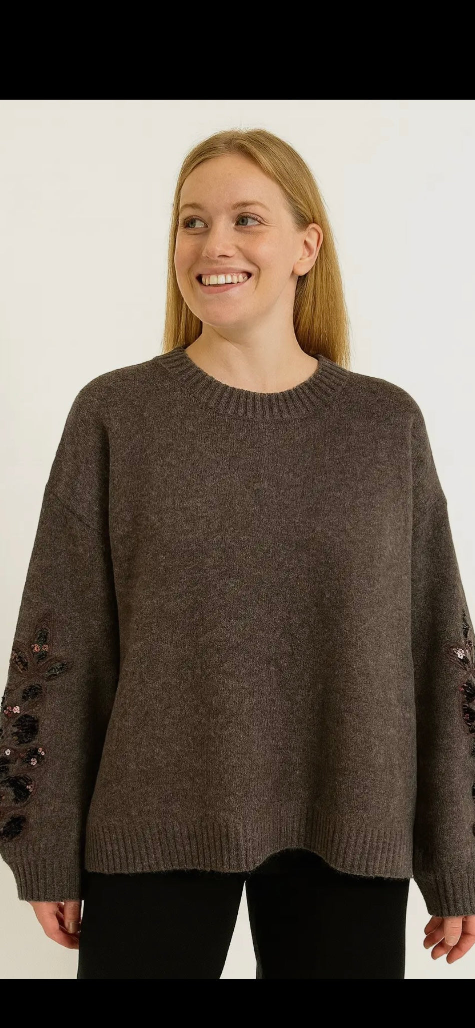 Tjock stickad tröja- Bella Brun