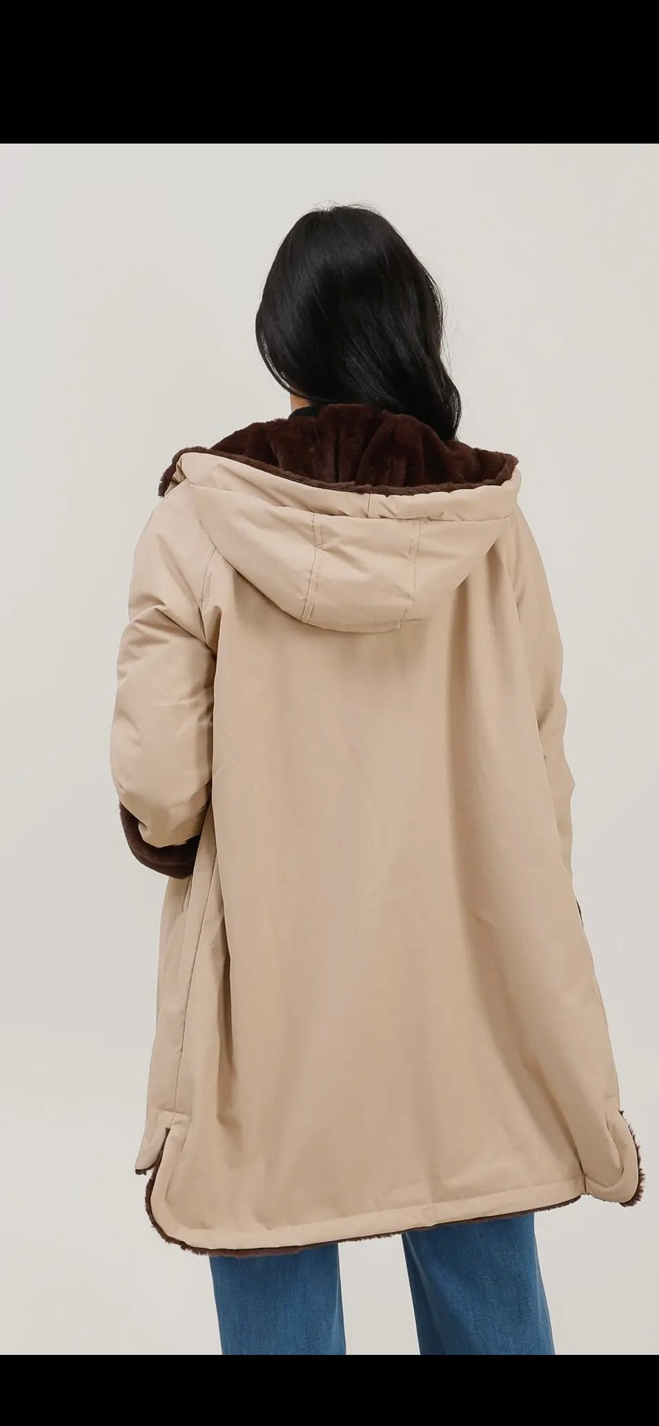 Vändbar Parkas med päls- Paloma Beige