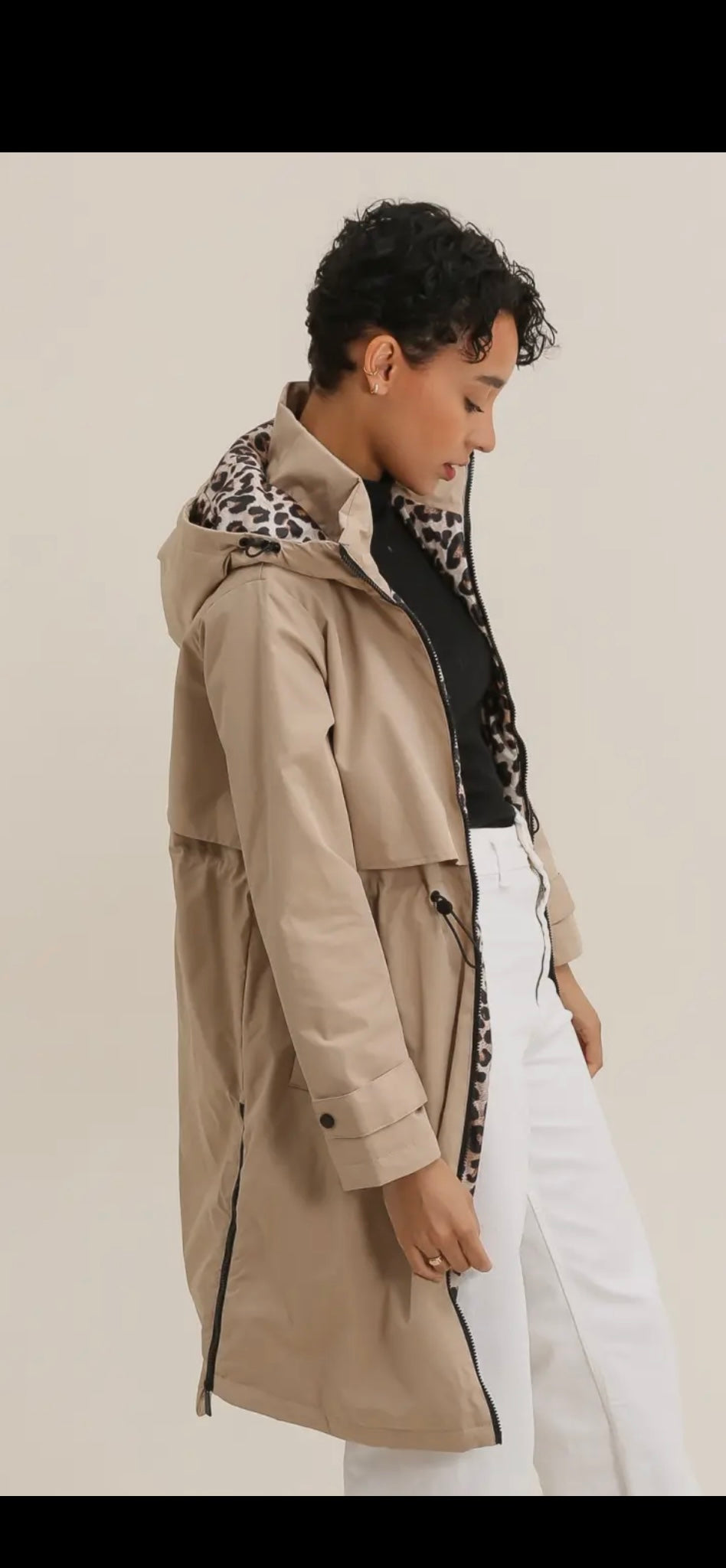 Leoparfodrad Regnjacka- Regina Beige