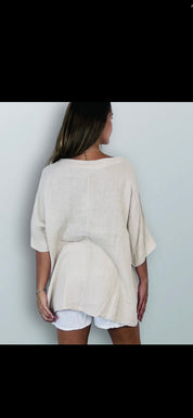 Linne blus 100% Linne- Leva Linnebeige