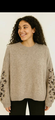 Tjock stickad tröja- Bella Beige