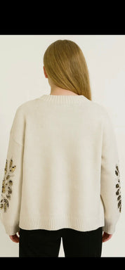 Tjock stickad tröja- Bella Ecru