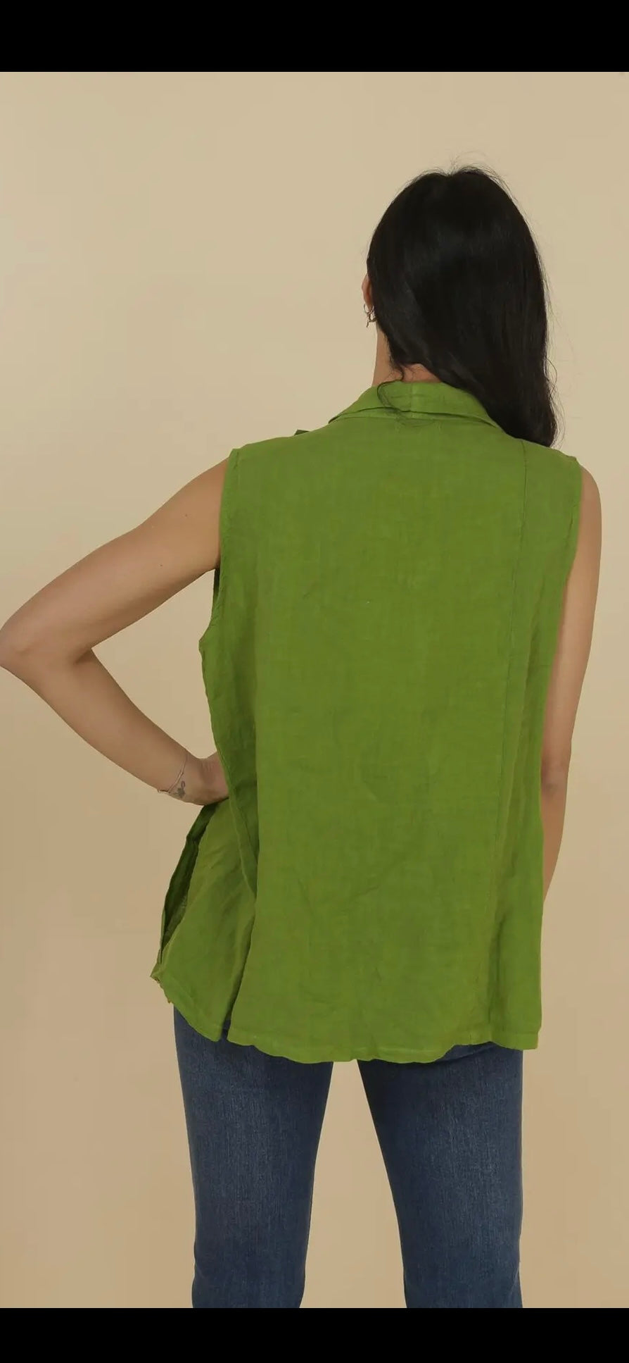 Draperat Linne 100% Linnetyg- Leka Grön