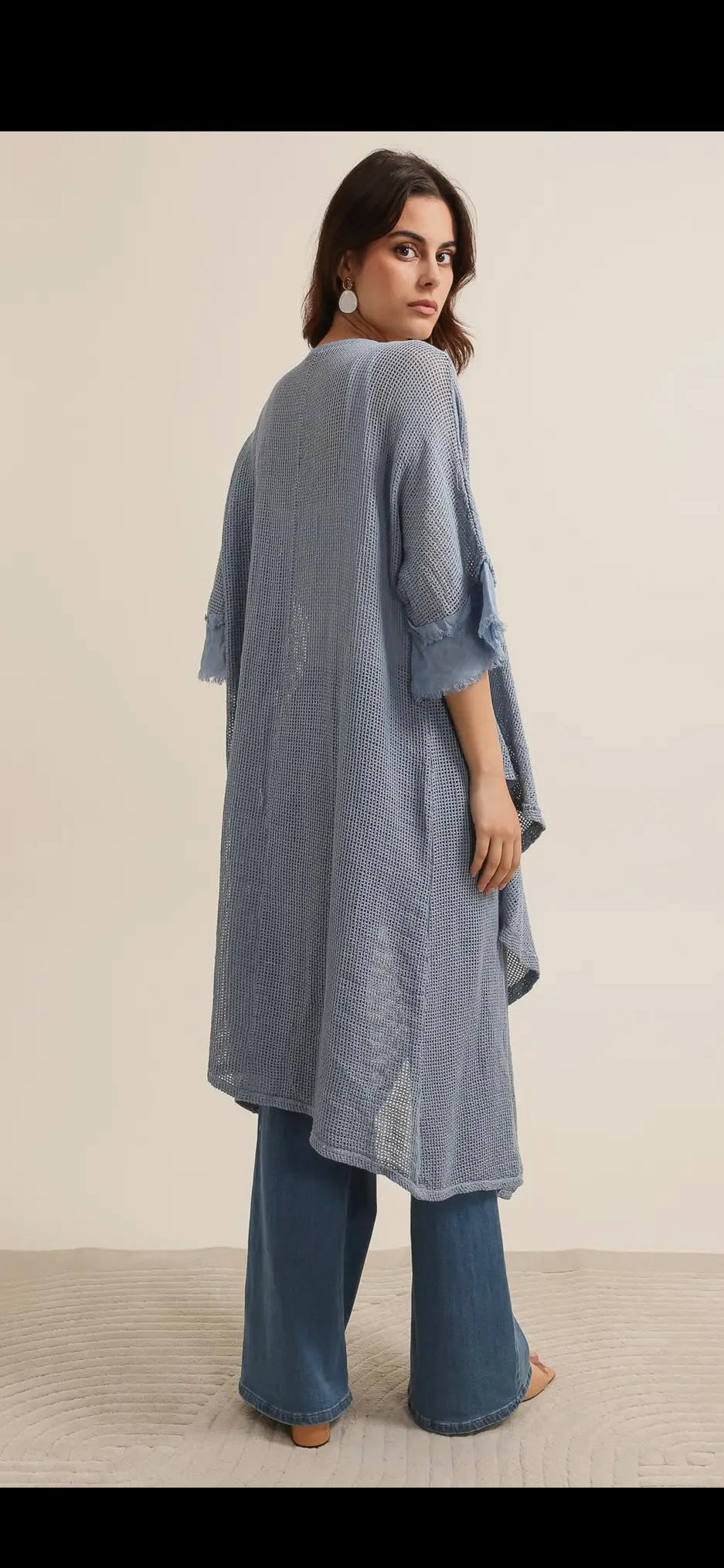 Kaftan 100% Bomull- Letika Jeansblå