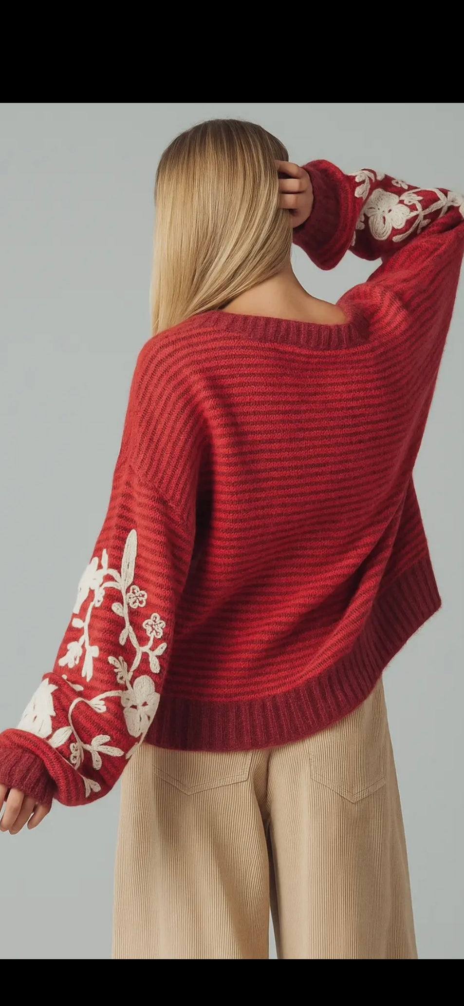 Tjock stickad tröja- Gloria Röd