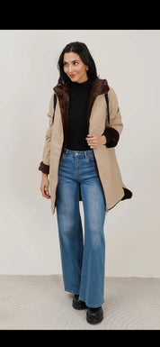 Vändbar Parkas med päls- Paloma Beige