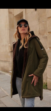 Vändbar Parkas med päls- Paloma Kakhi