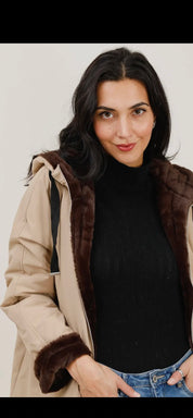 Vändbar Parkas med päls- Paloma Beige