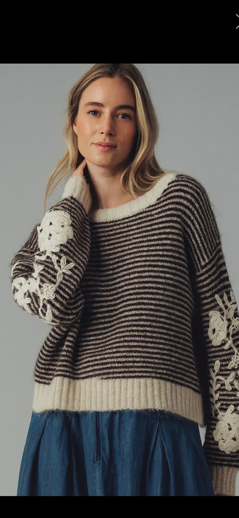Tjock stickad tröja- Gloria Brun