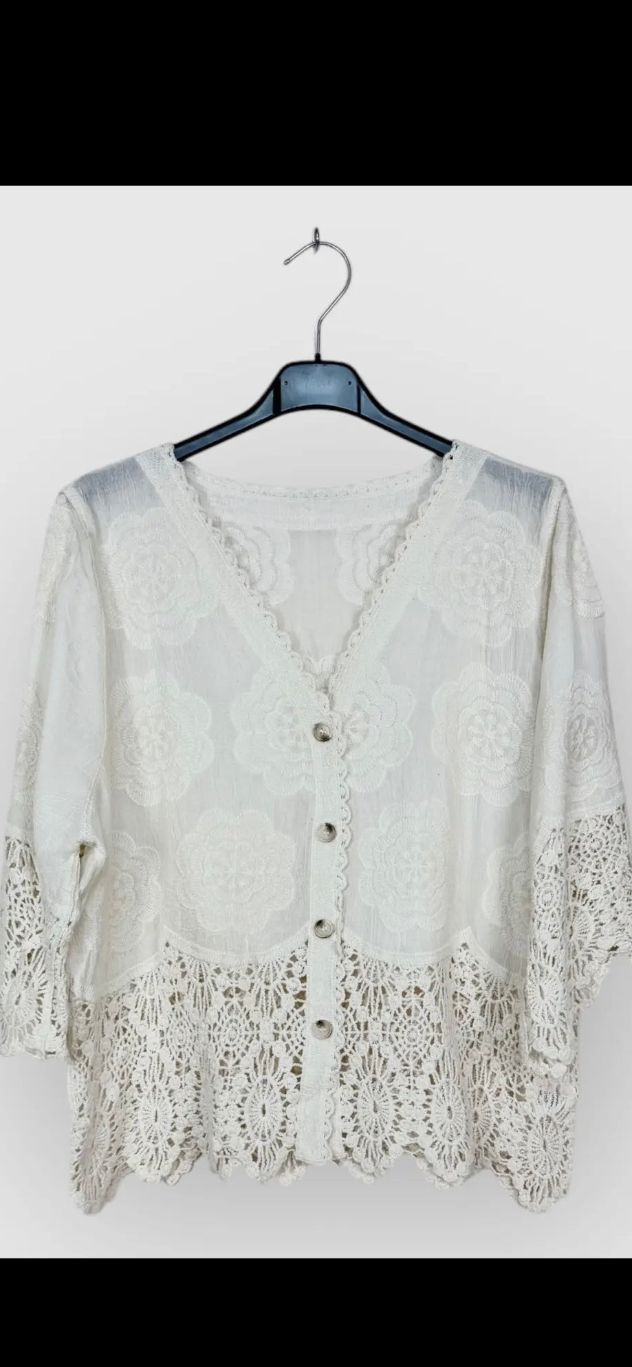 Spetsblus 100% Bomull- Rita Linnebeige