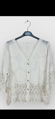 Spetsblus 100% Bomull- Rita Linnebeige