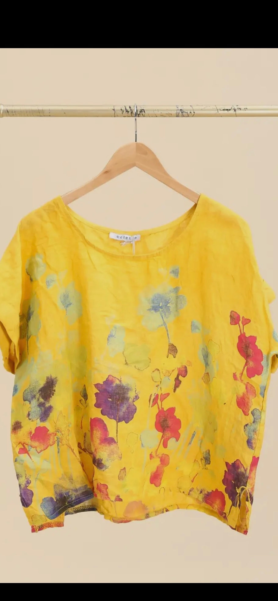 Topp 100% Linne- Felin Gul