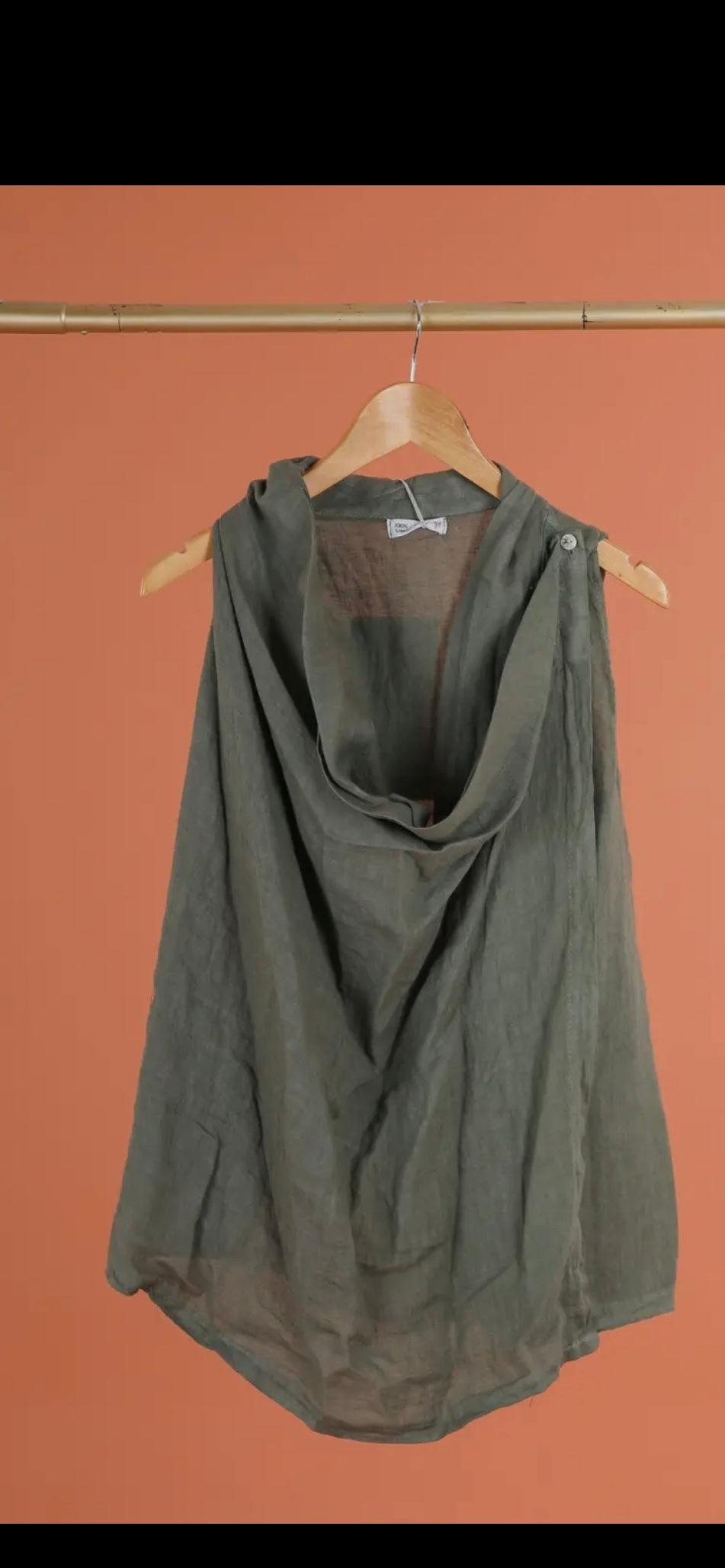 Draperat Linne 100% Linnetyg- Leka Khakigrön