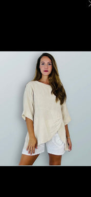 Linne blus 100% Linne- Leva Linnebeige