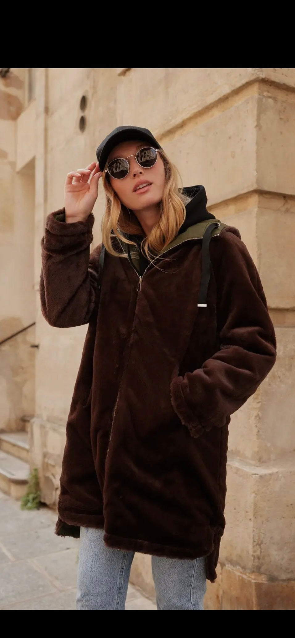 Vändbar Parkas med päls- Paloma Kakhi