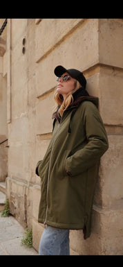 Vändbar Parkas med päls- Paloma Kakhi