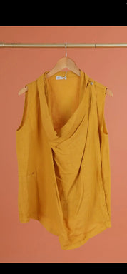 Draperat Linne 100% linnetyg- Leka Senapsgul