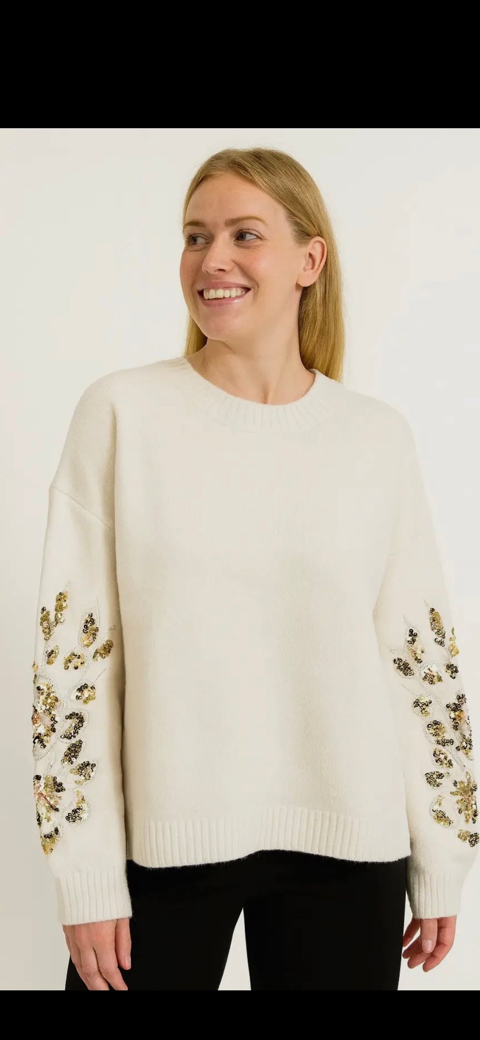 Tjock stickad tröja- Bella Ecru