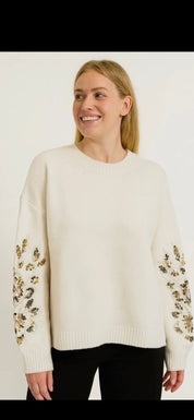 Tjock stickad tröja- Bella Ecru