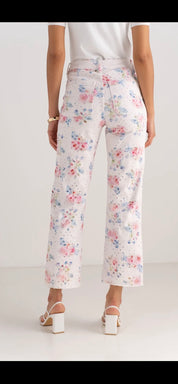 Vita Broderade Jeans med rosa blommor- Jenny