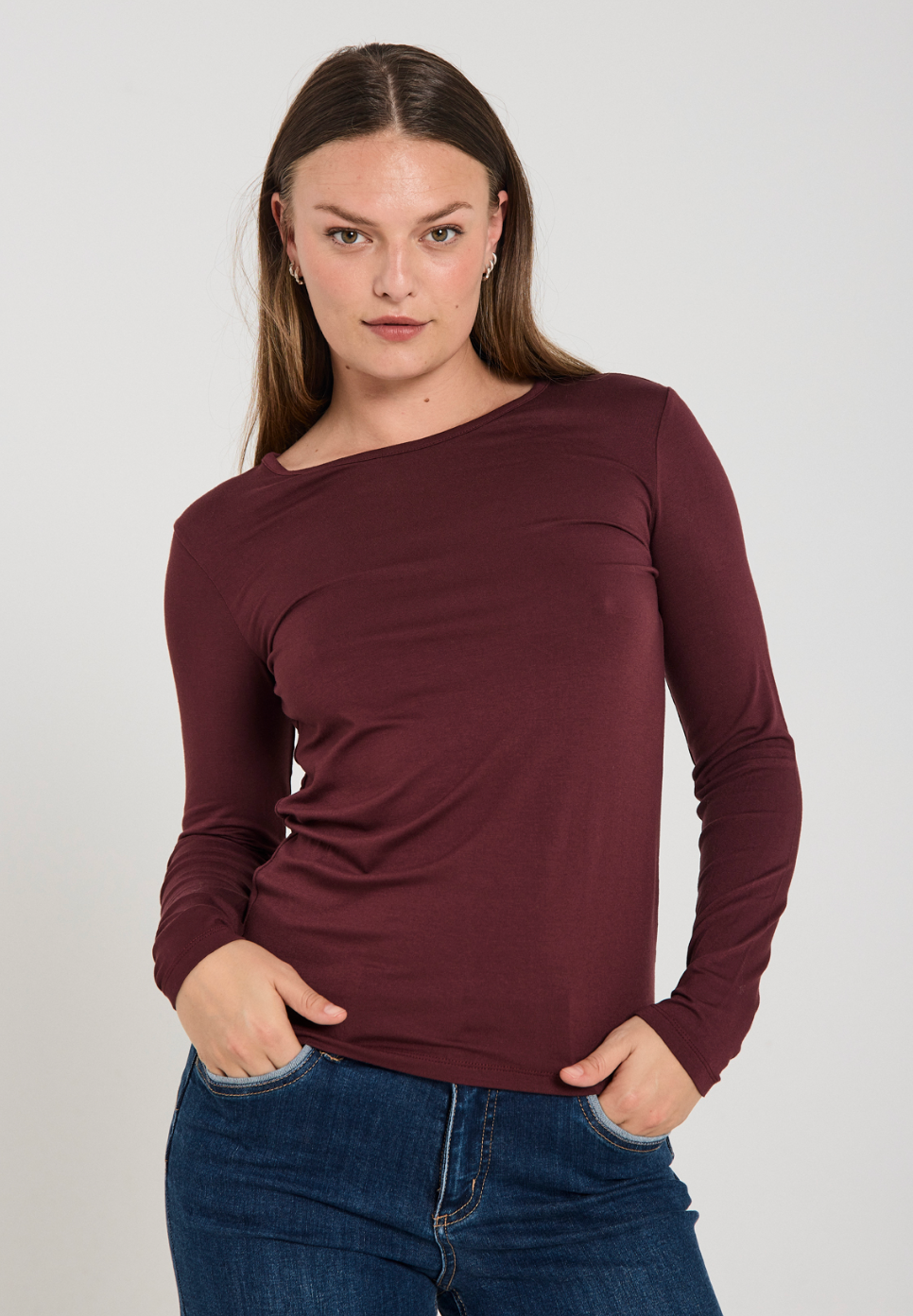 Långärmad T-Shirt FFREEQUENT- FQLana 205298 Port Royale/ Bordeaux