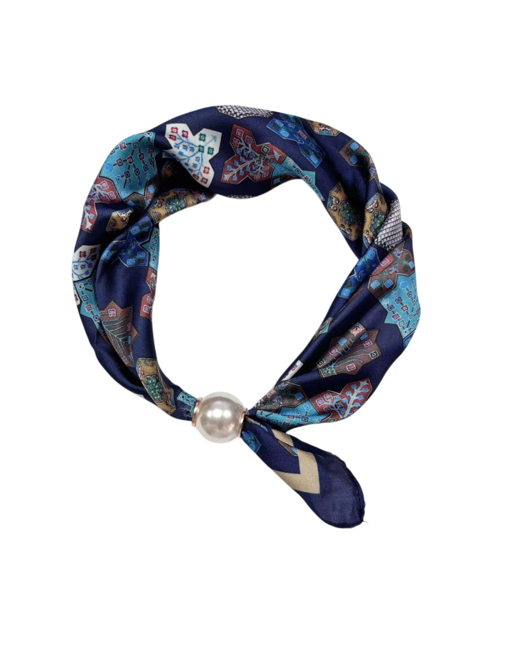 OBS. lev 11/9 .Scarves med magnetpärla- CLOE 1034 Marinblå