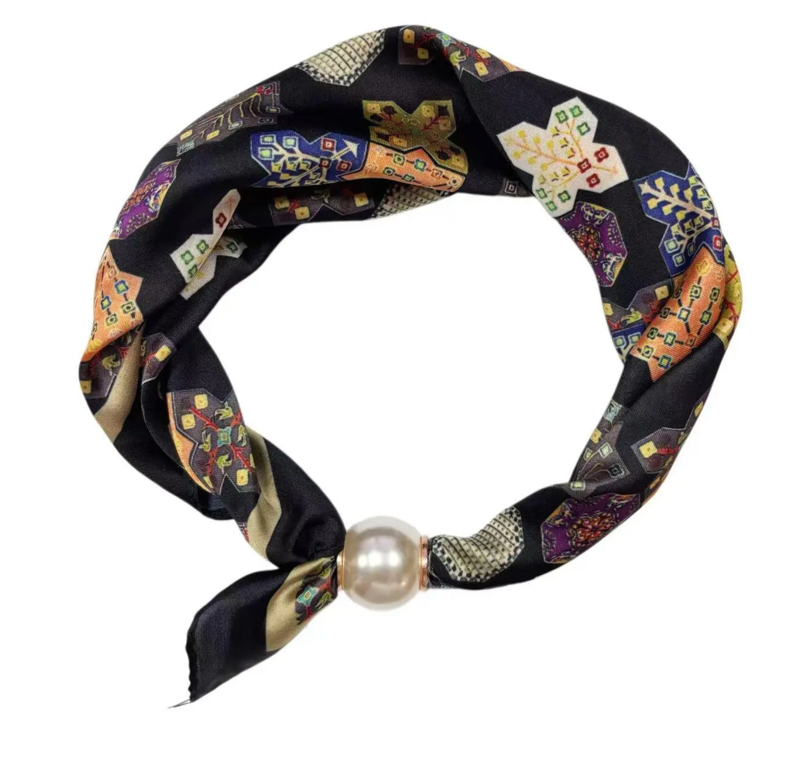 OBS. lev 11/9 .Scarves med magnetpärla- CLOE 1034 Svart