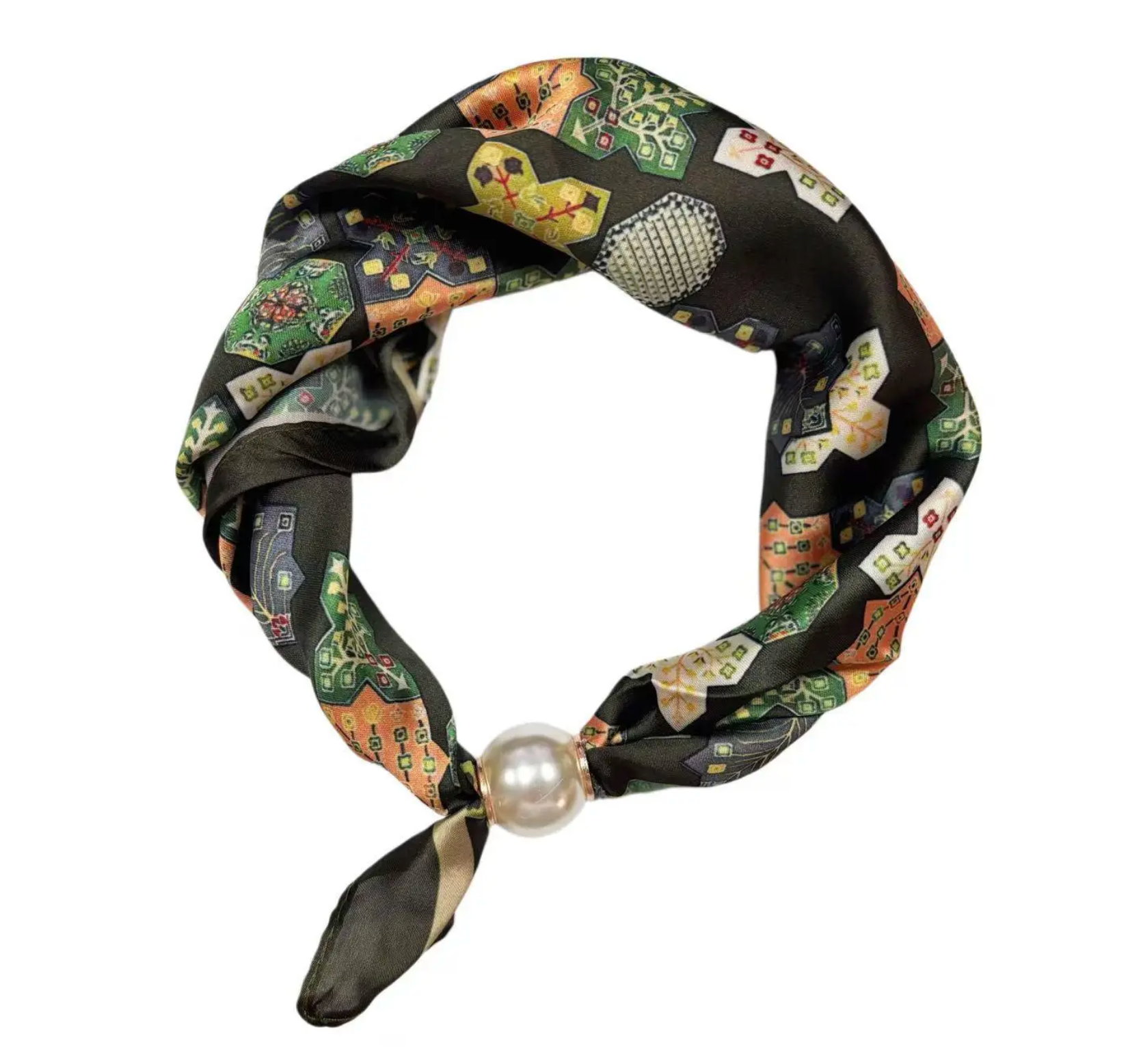 OBS. lev 11/9 .Scarves med magnetpärla- CLOE 1034 Khakigrön