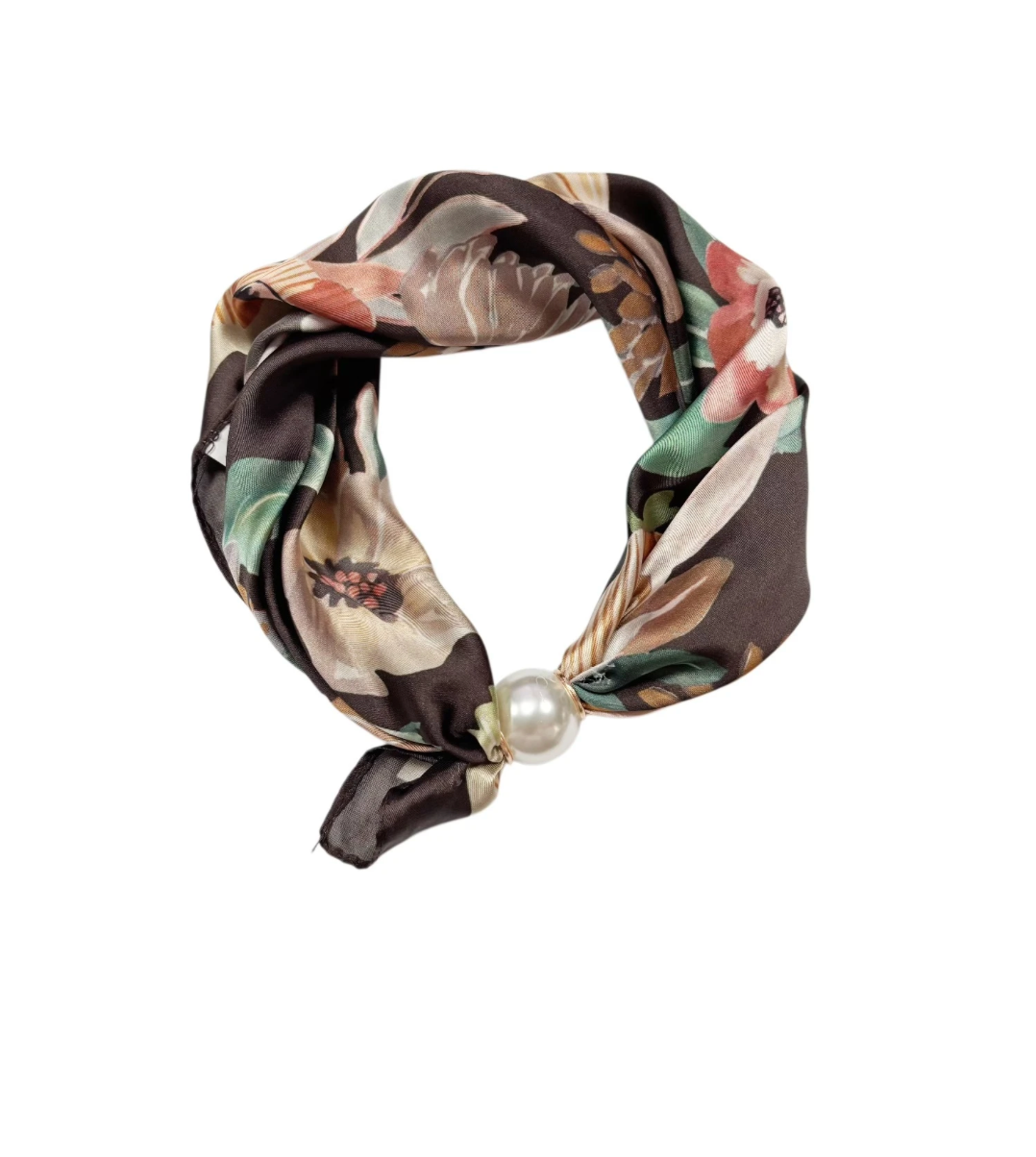 OBS. lev 11/9 .Scarves med magnetpärla- CLOE 1038 Brun