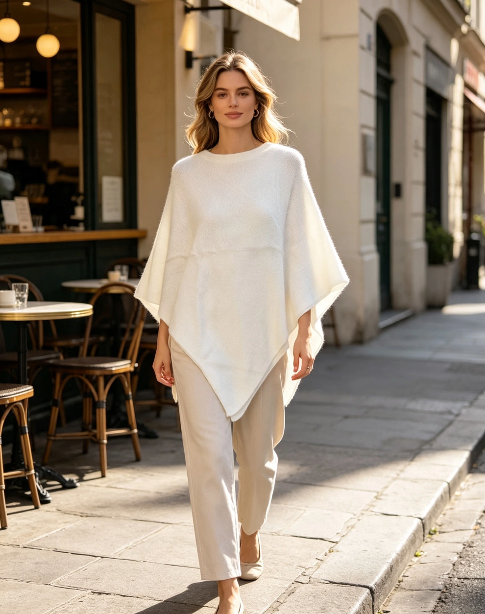 Poncho med Babyalpaca ull- Bodil Ecru
