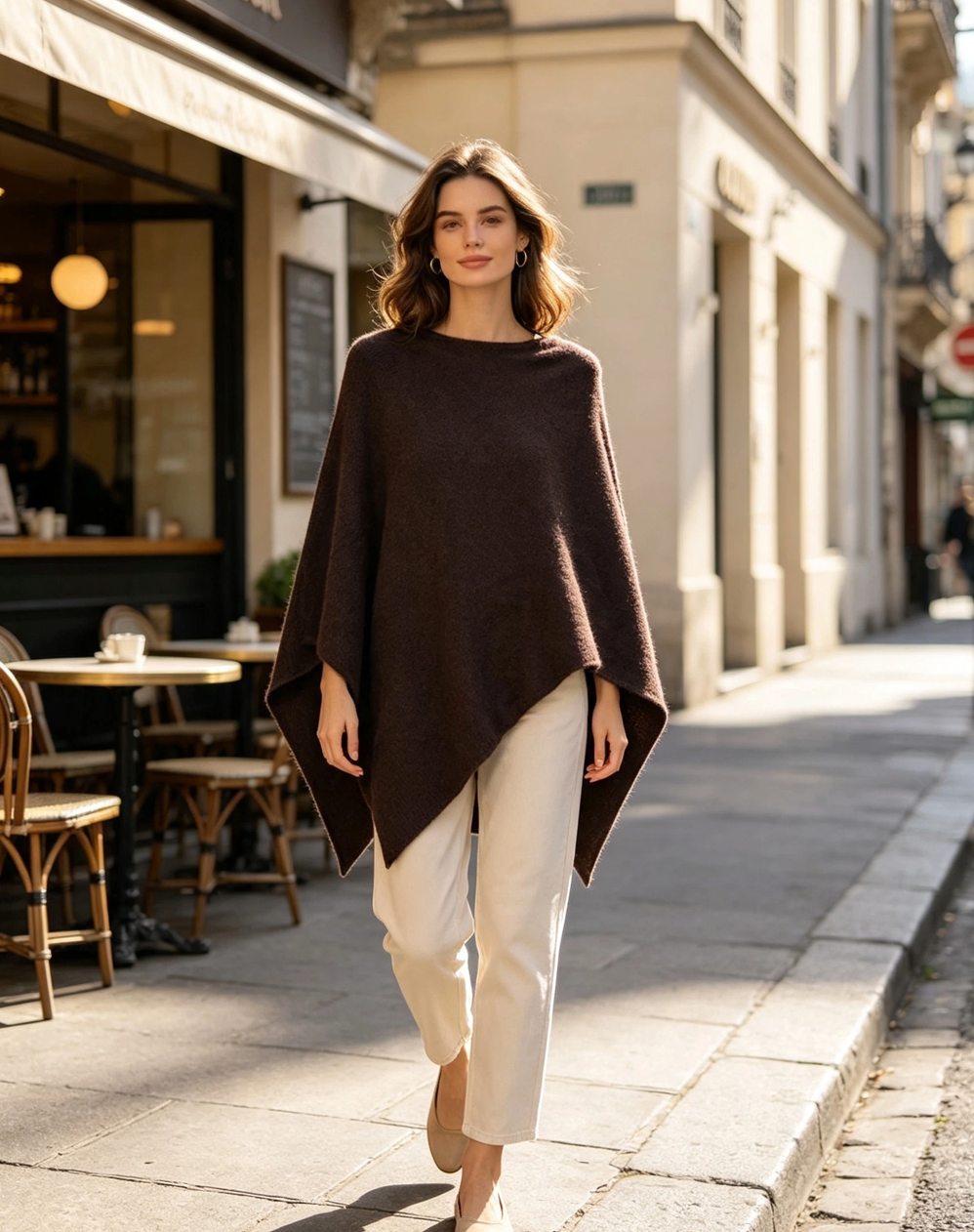 Poncho med Babyalpaca ull- Bodil Brun