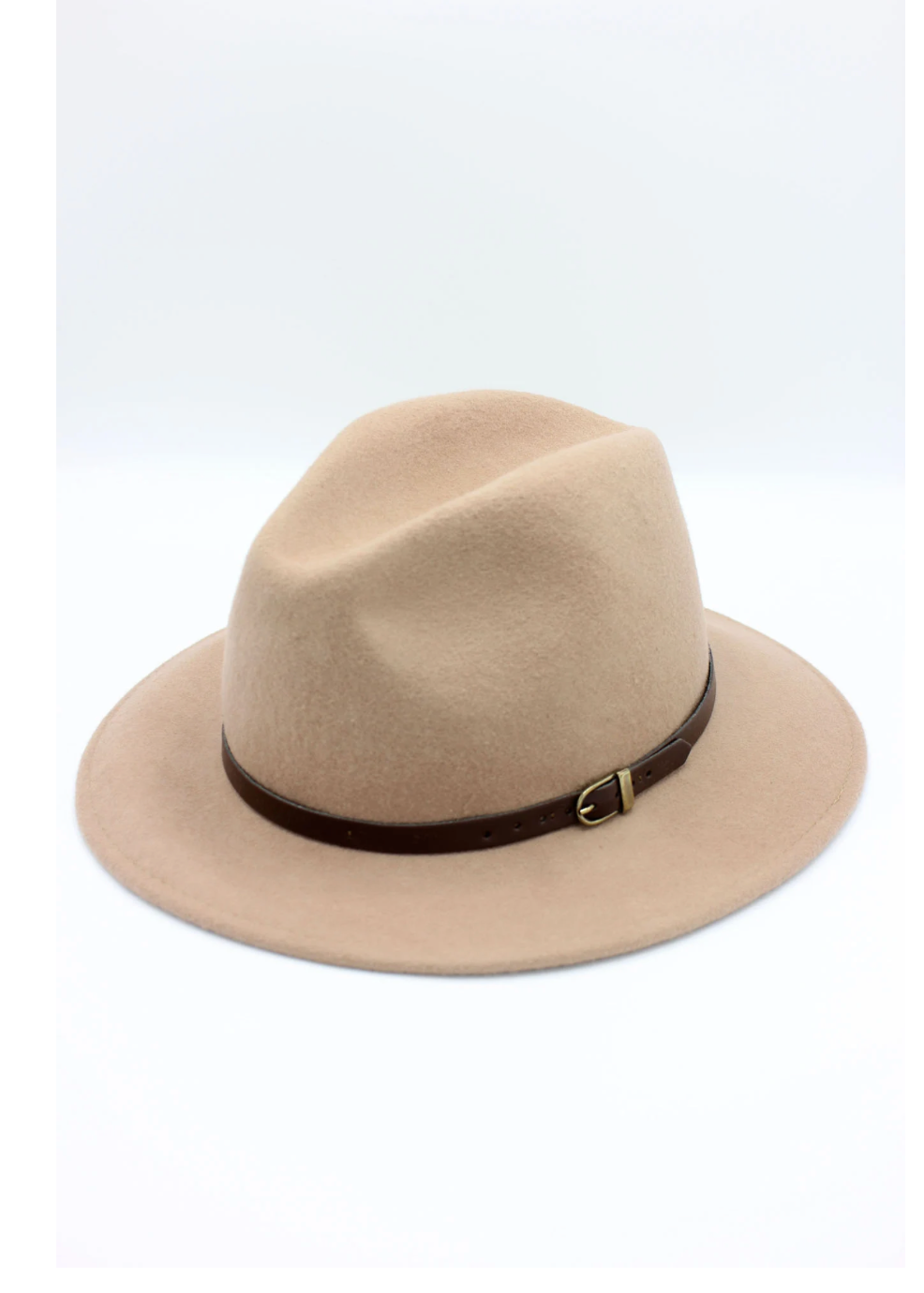 Klassisk Fedora Hatt i 100% Ull med läderband- Fedora Beige