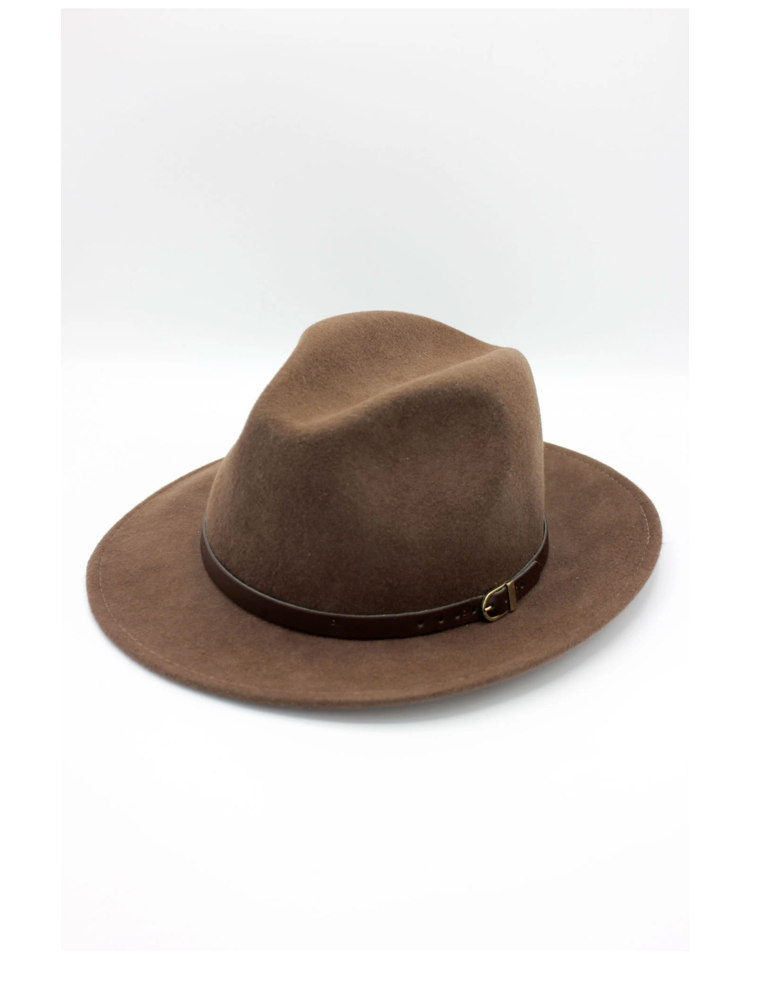 Klassisk Fedora Hatt i 100% Ull med läderband- Fedora Ljusbrun