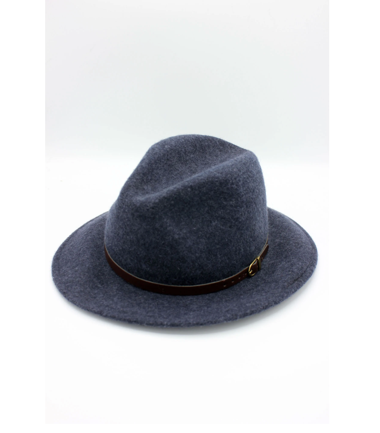 Klassisk Fedora Hatt i 100% Ull med läderband- Fedora Melerad Marinblå